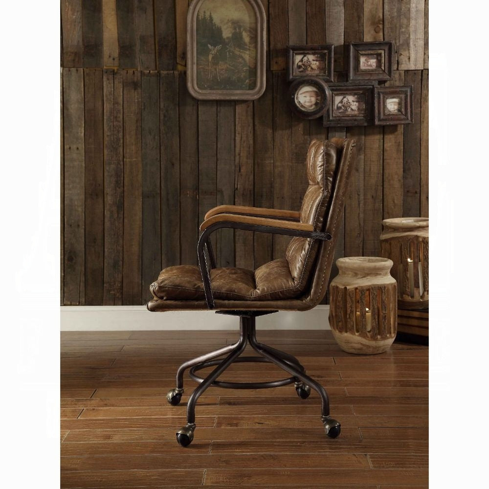 Vintage Whiskey Top-Grain Leather Executive Swivel Office Chair – Luxury High-Back Desk Chair