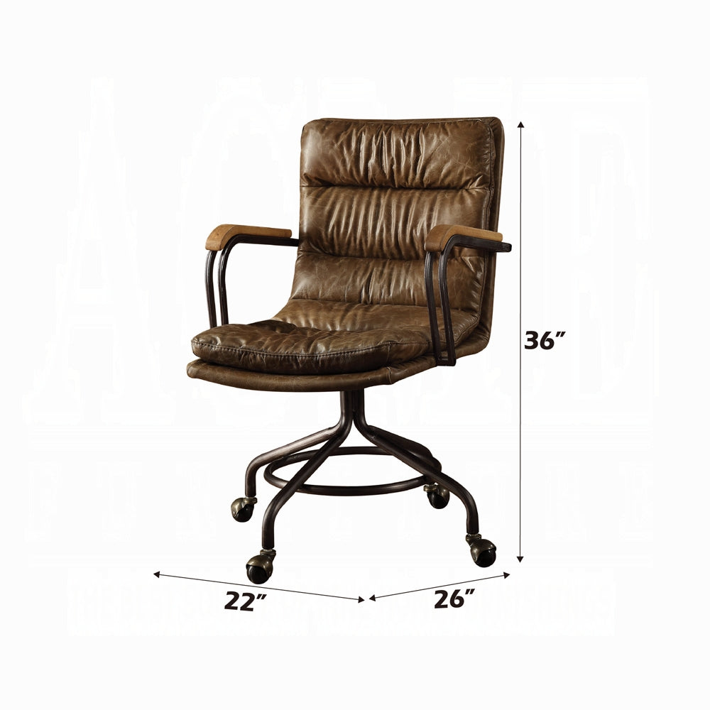 Vintage Whiskey Top-Grain Leather Executive Swivel Office Chair – Luxury High-Back Desk Chair