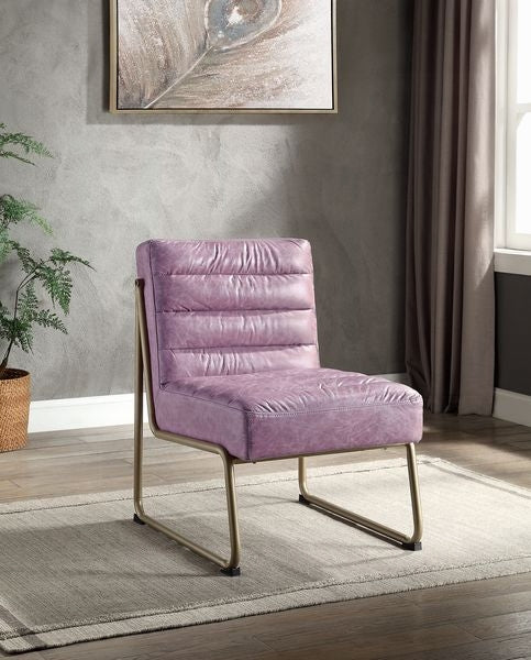 Wisteria Top-Grain Leather Accent Chair – Modern Channel-Tufted Design