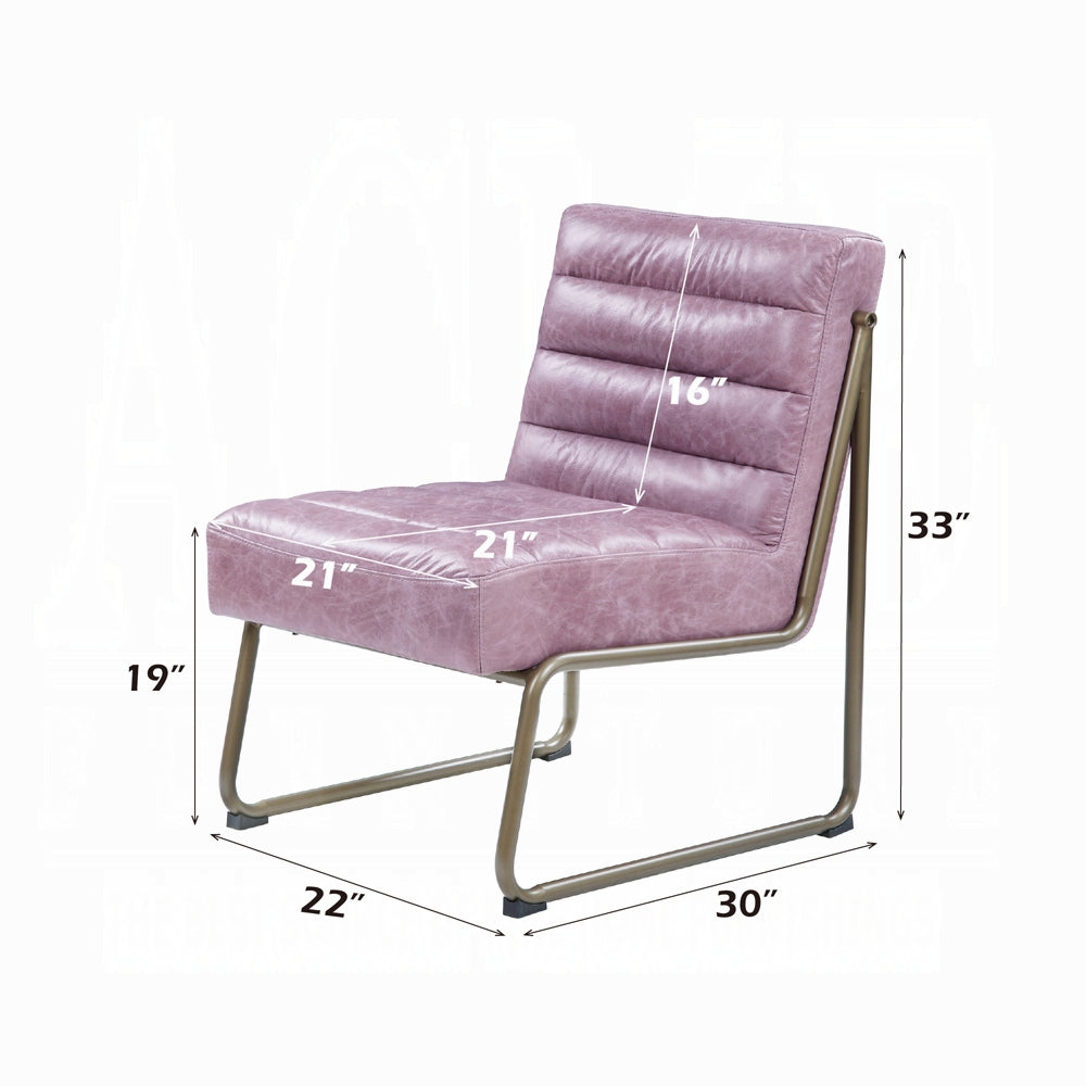 Wisteria Top-Grain Leather Accent Chair – Modern Channel-Tufted Design