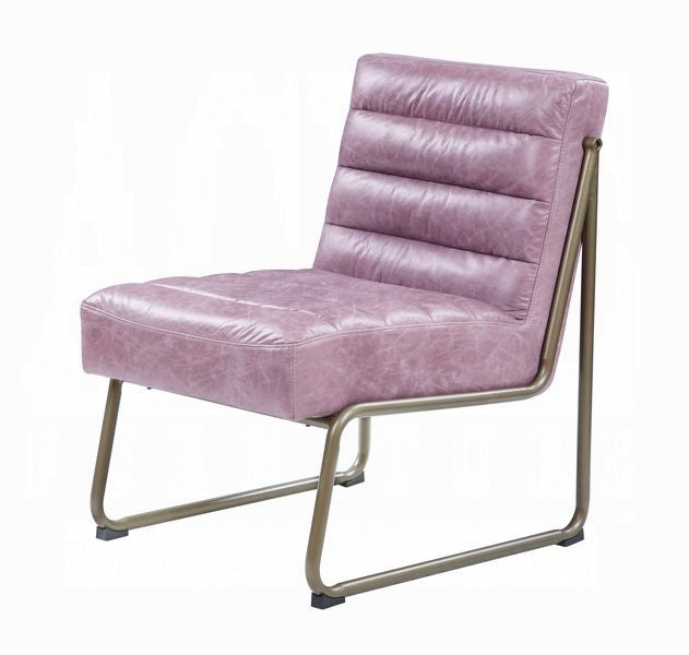 Wisteria Top-Grain Leather Accent Chair – Modern Channel-Tufted Design