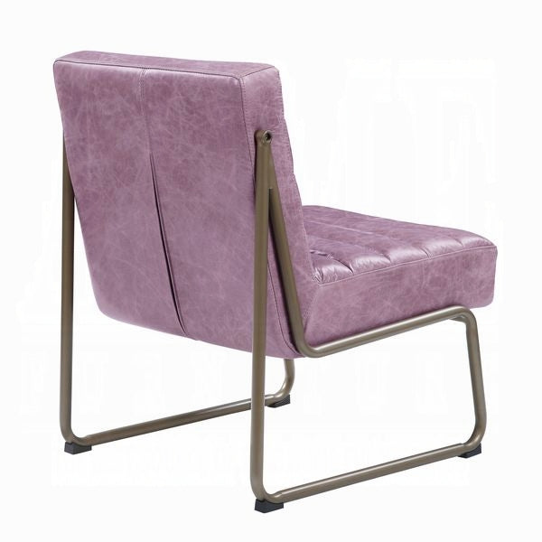 Wisteria Top-Grain Leather Accent Chair – Modern Channel-Tufted Design