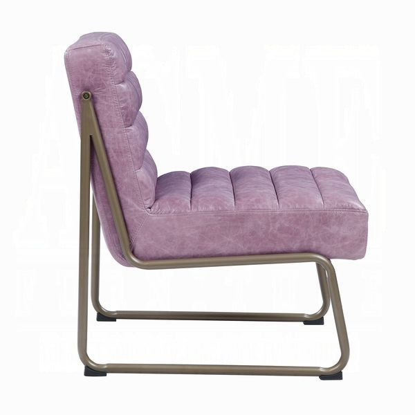 Wisteria Top-Grain Leather Accent Chair – Modern Channel-Tufted Design
