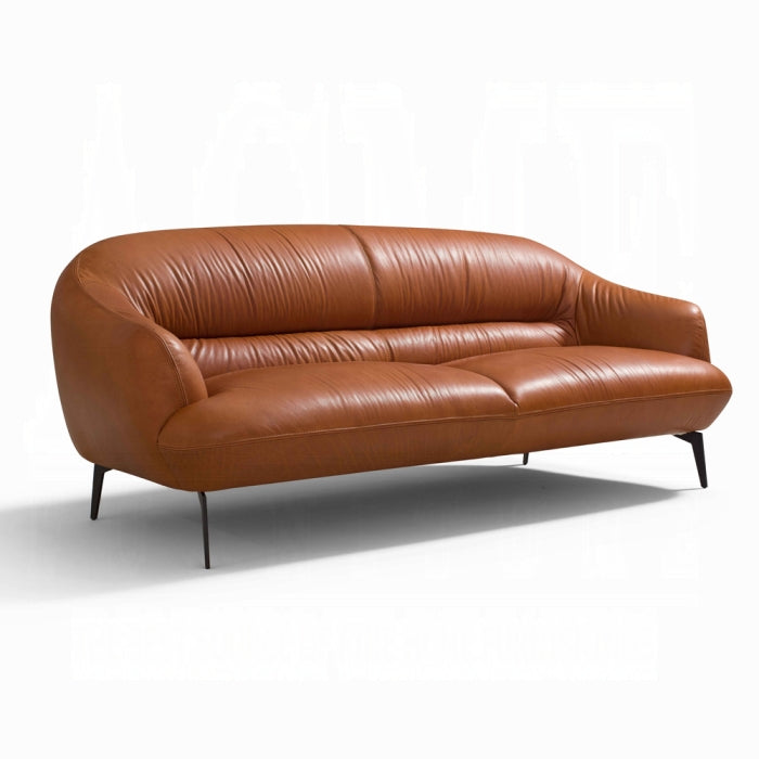 Auremont Cognac Tan Top-Grain Leather Sofa
