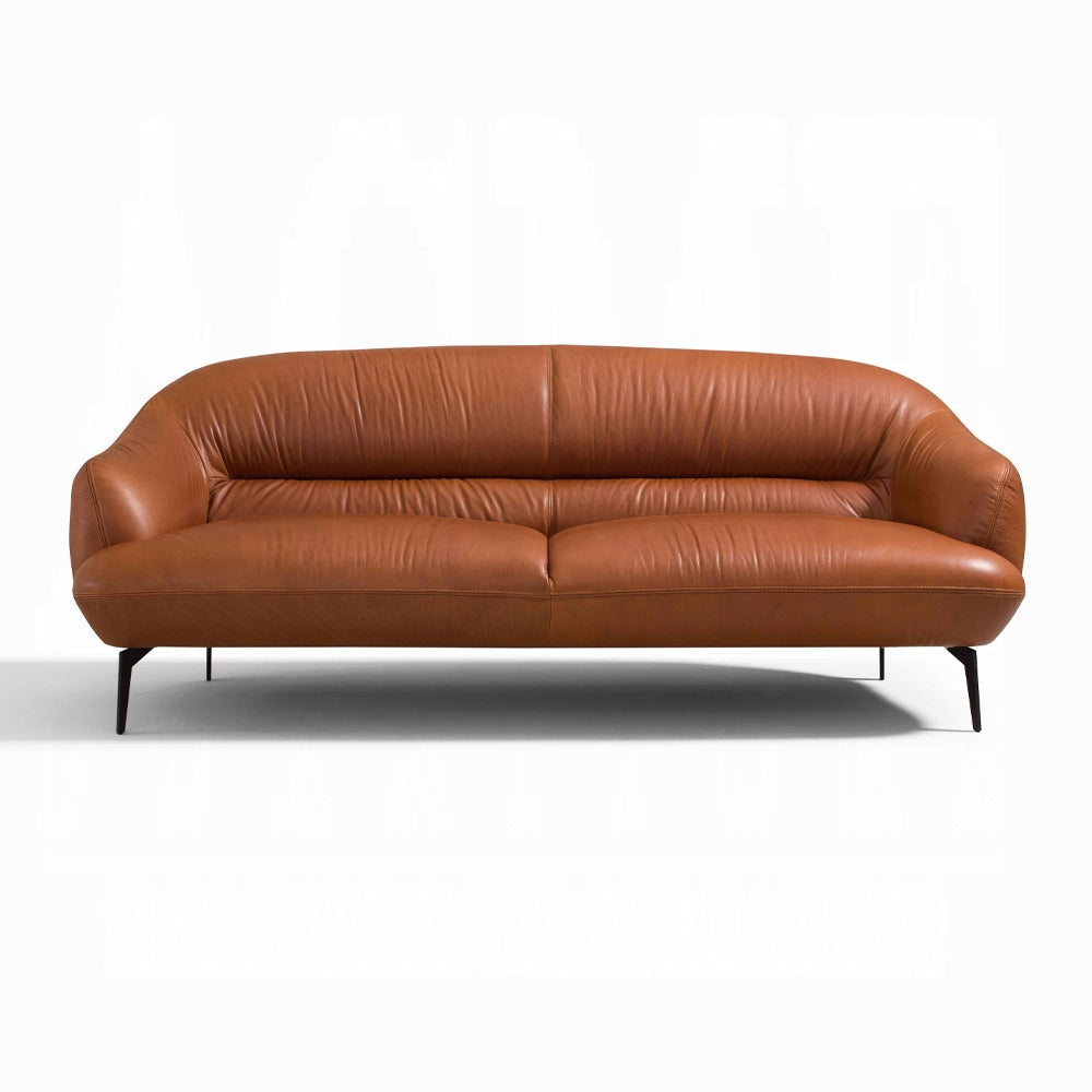 Auremont Cognac Tan Top-Grain Leather Sofa