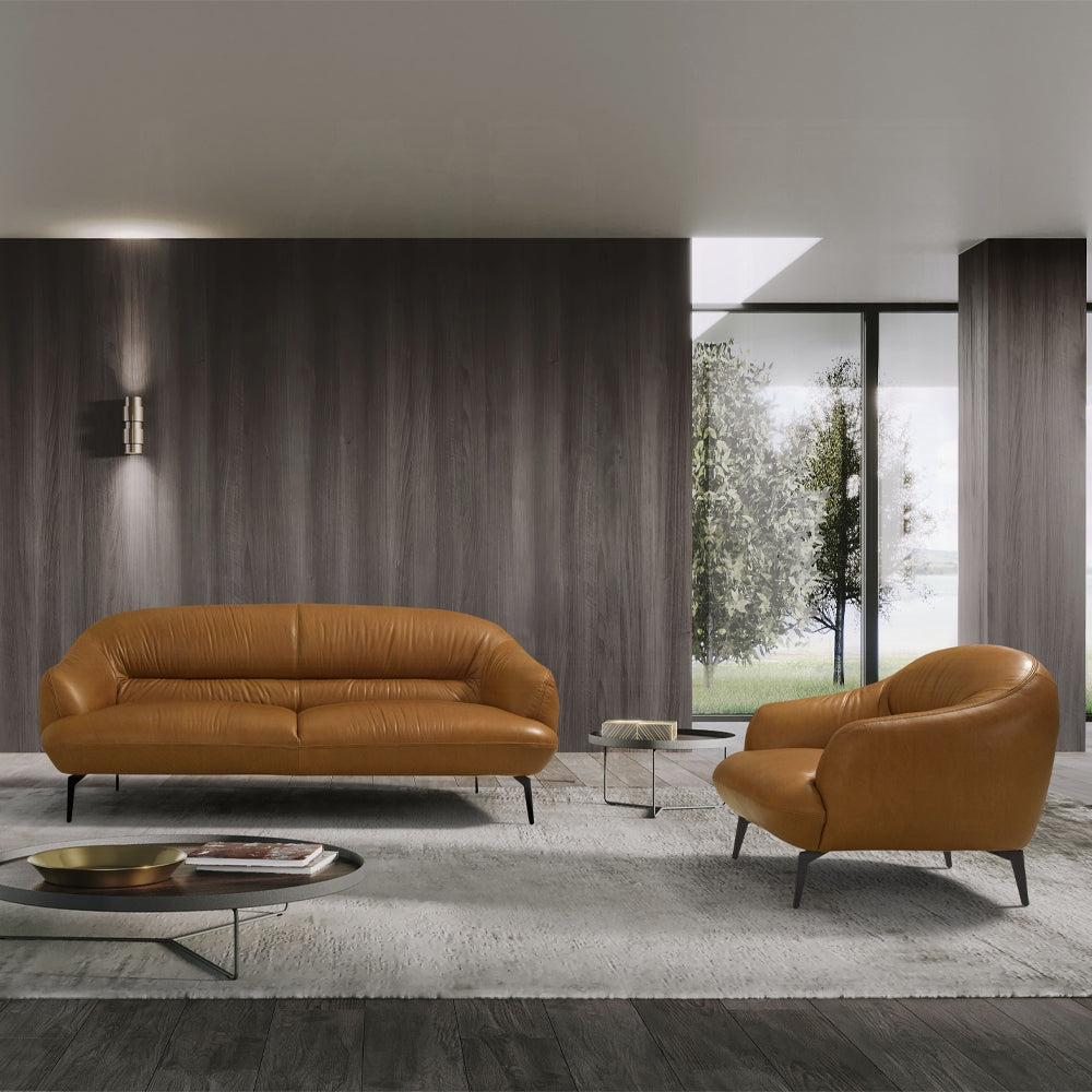 Auremont Cognac Tan Top-Grain Leather Sofa