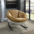 Cavaro Aviator Top-Grain Leather & Aluminum Rocking Lounge Chair – Camel Tan