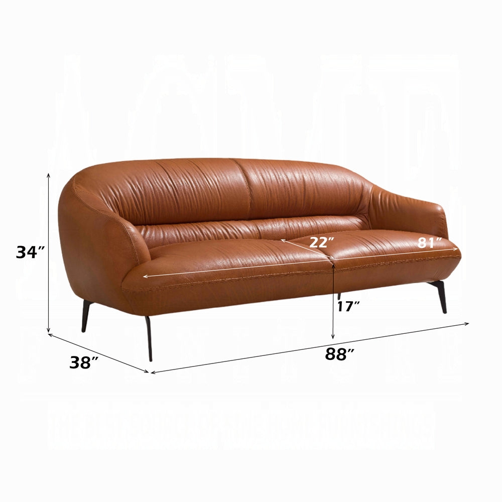 Auremont Cognac Tan Top-Grain Leather Sofa
