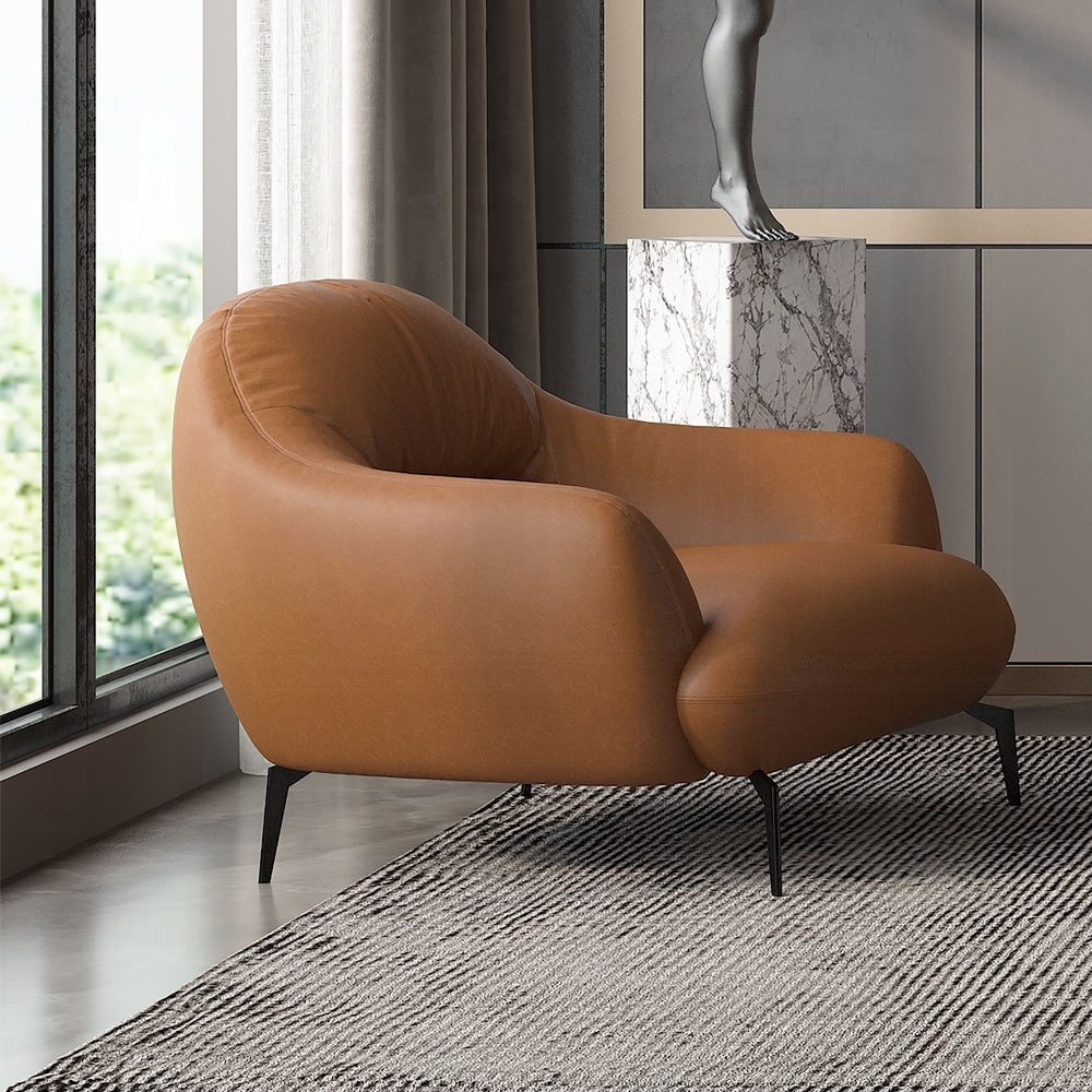 Auremont Cognac Tan Top-Grain Leather Accent Chair