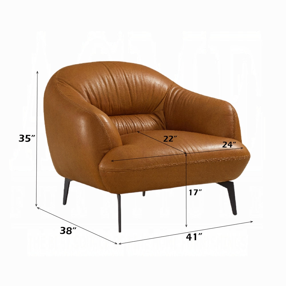 Auremont Cognac Tan Top-Grain Leather Accent Chair