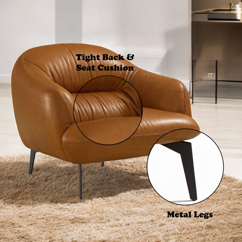 Auremont Cognac Tan Top-Grain Leather Accent Chair