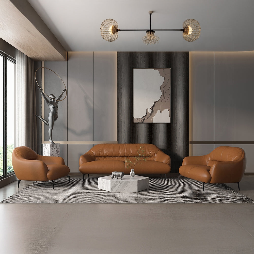 Auremont Cognac Tan Top-Grain Leather Accent Chair