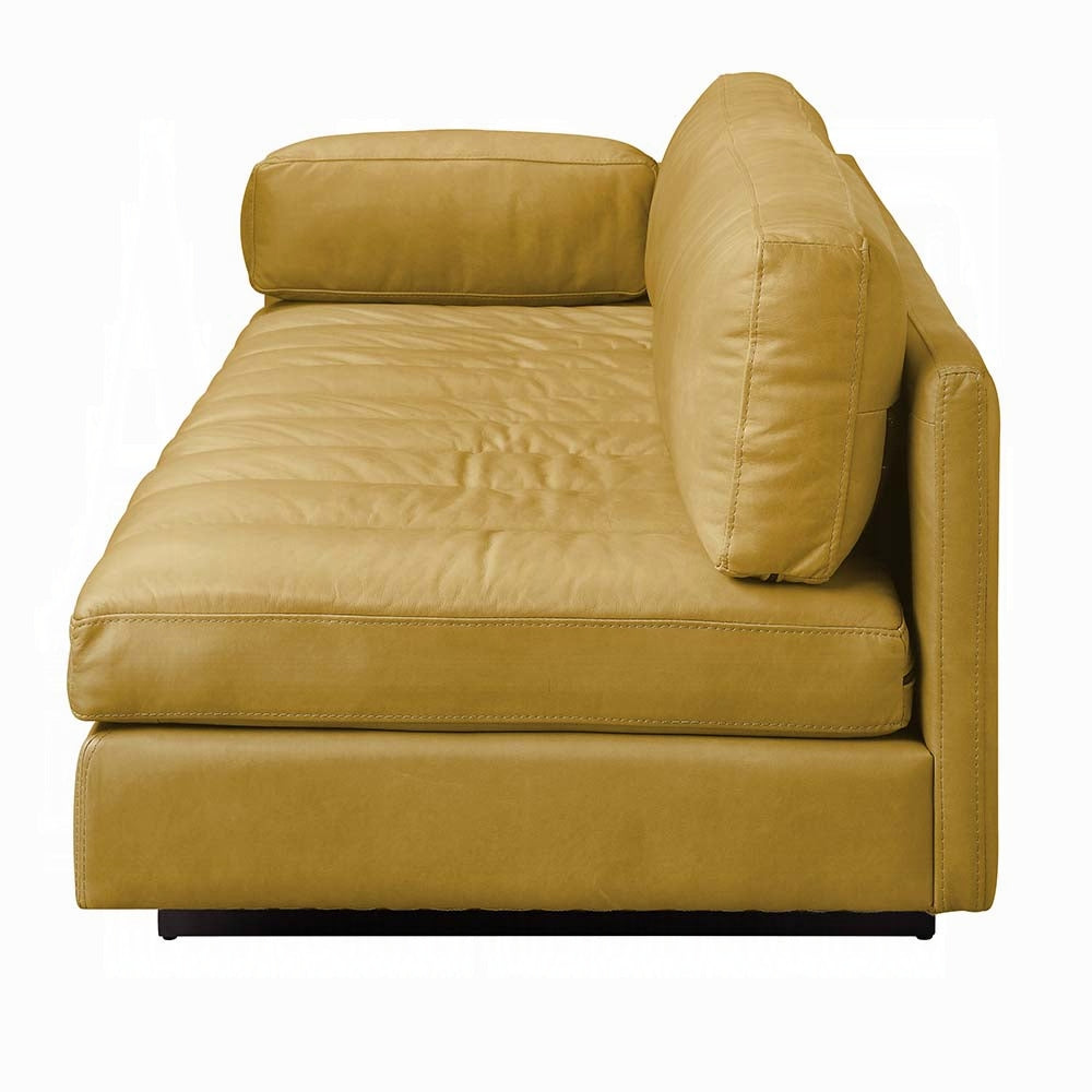Solvienne Turmeric Gold Top-Grain Leather Sofa