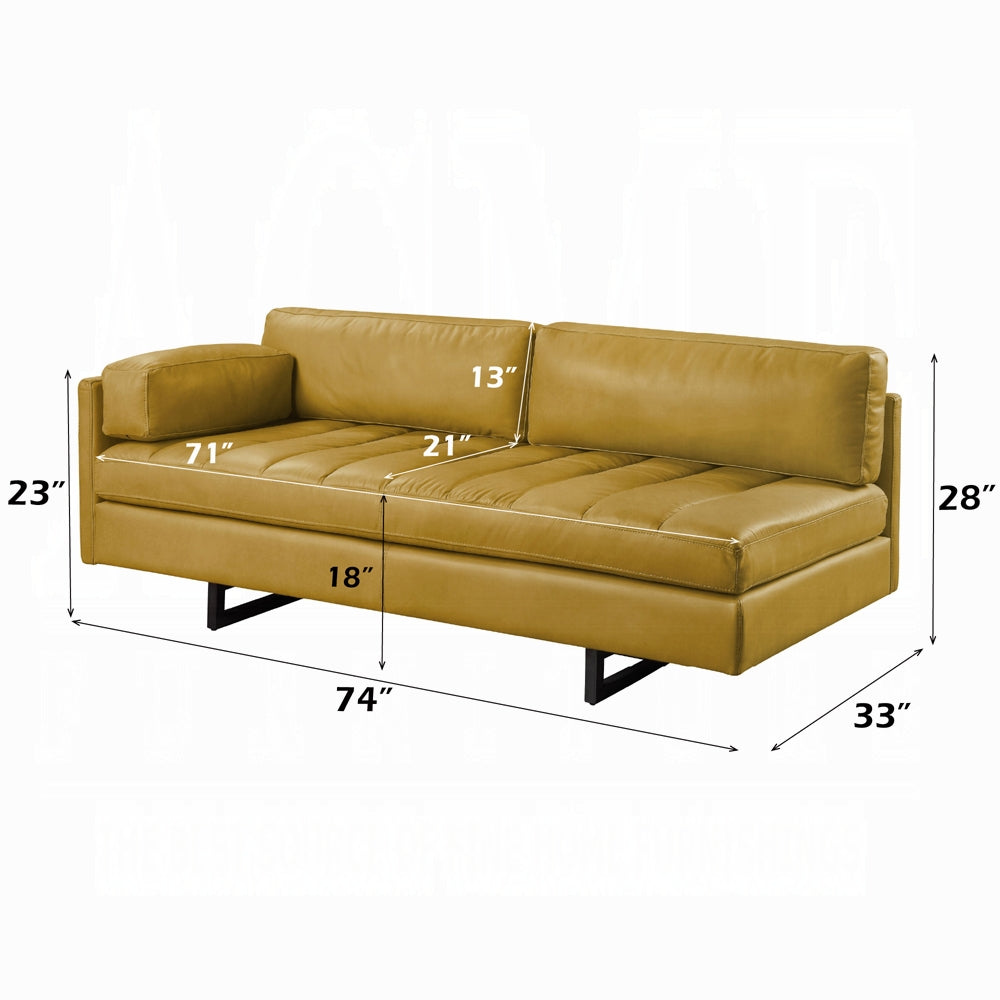 Solvienne Turmeric Gold Top-Grain Leather Sofa