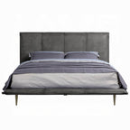 Rosalie Charcoal Gray Top-Grain Leather Platform Bed – Queen & King