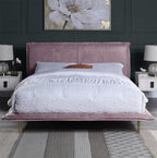 Rosalie Blush Pink Top-Grain Leather Platform Bed – Queen & King