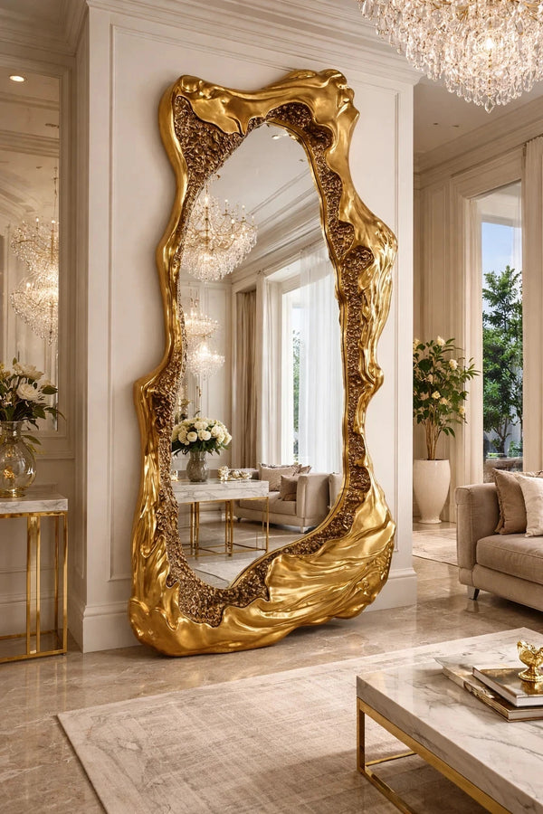 Sculptural Gold Statement Mirror