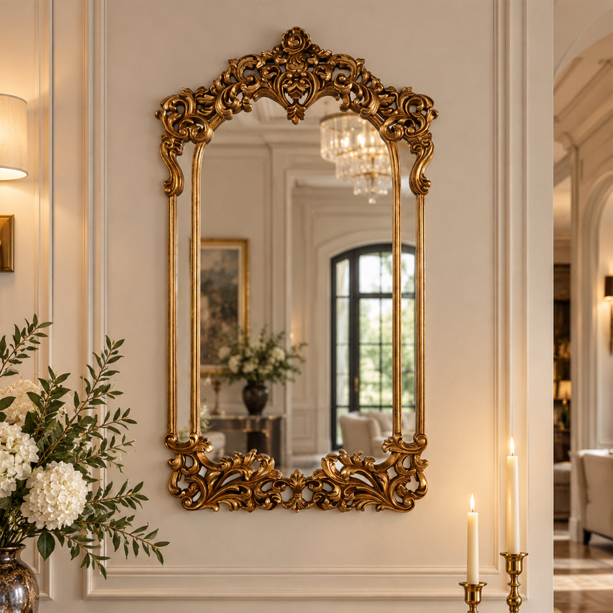 Aurellian Ornate Gold Wall Mirror