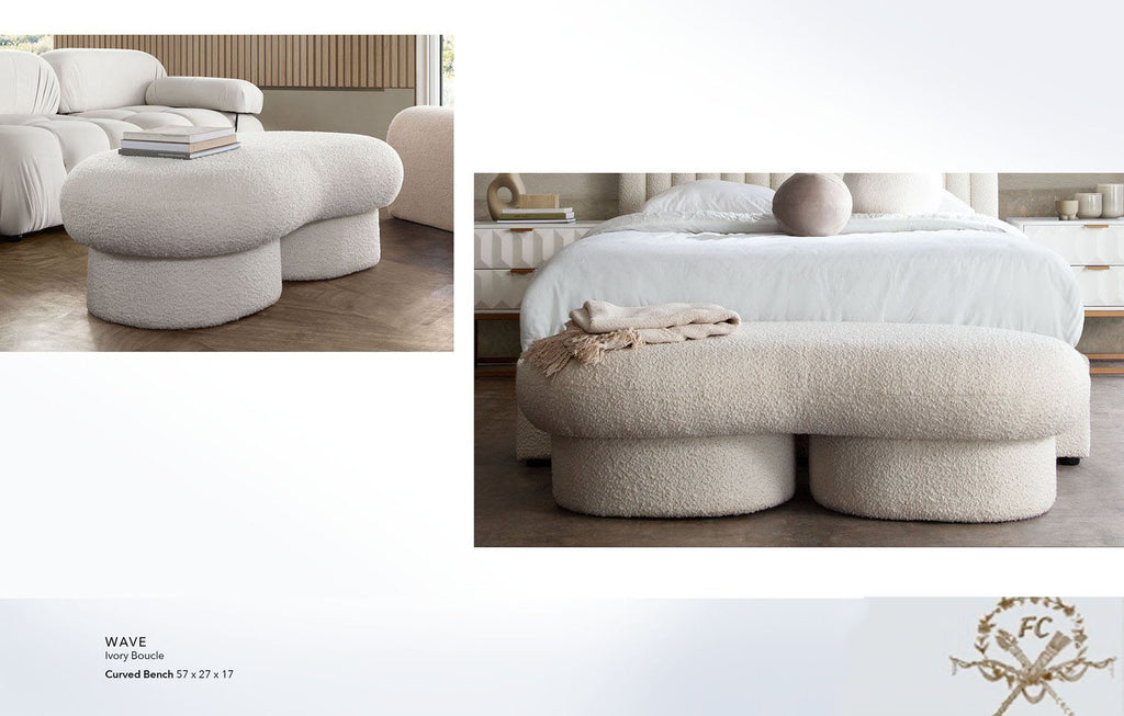 Wave Bouclé Bench