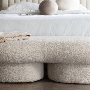 Elegant Curved Bouclé Bench