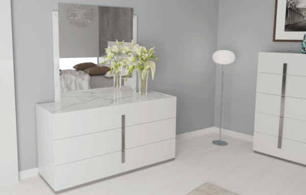 Modern White Geometric Bedroom Set - Image 7