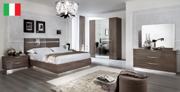 Platinum Silver Italian Birch Bedroom Set