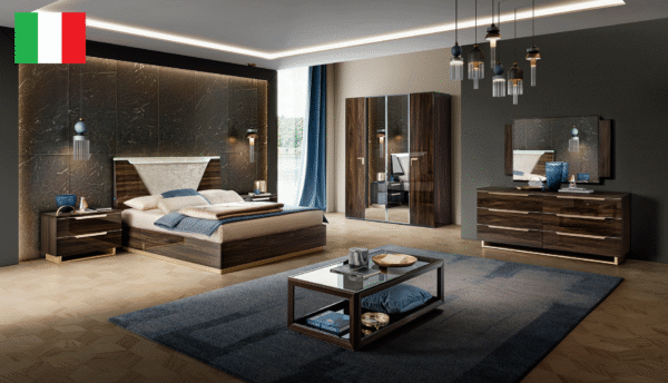 Smart Walnut Italian Bedroom Set