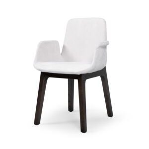 Contemporary Upholstered Dining Armchair With Dark Walnut Base