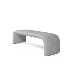 Contemporary Grey Leather Upholstered Bench