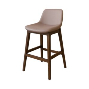 Modern Upholstered Counter Stool With Walnut Base
