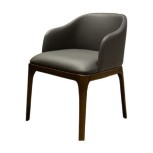 Modern Curved Leather Dining Chair With Ashwood Legs