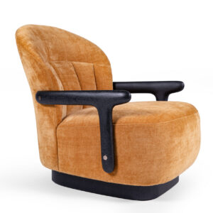 Contemporary Accent Chair With Sculpted Ashwood Arms