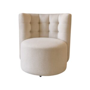 Contemporary Curved Swivel Chair with Tufted Backrest