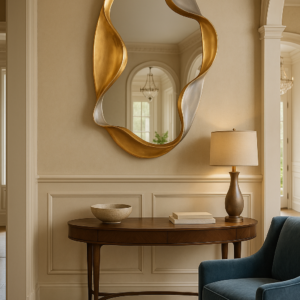 Sculptural Gold & Silver Wave Mirror