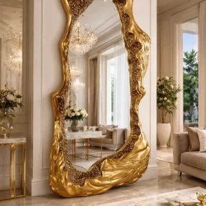Sculptural Gold Statement Mirror