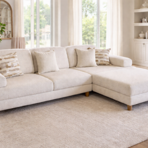 🔥 Luxury Cream Bouclé Sectional Sofa w/ Chaise 🔥
