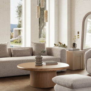 Illo Wheat Fabric Sofa & Swivel Chair Set