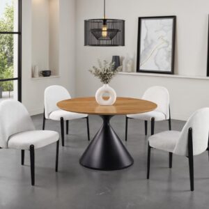 Modern Round Dining Set - Table with 4 Chairs