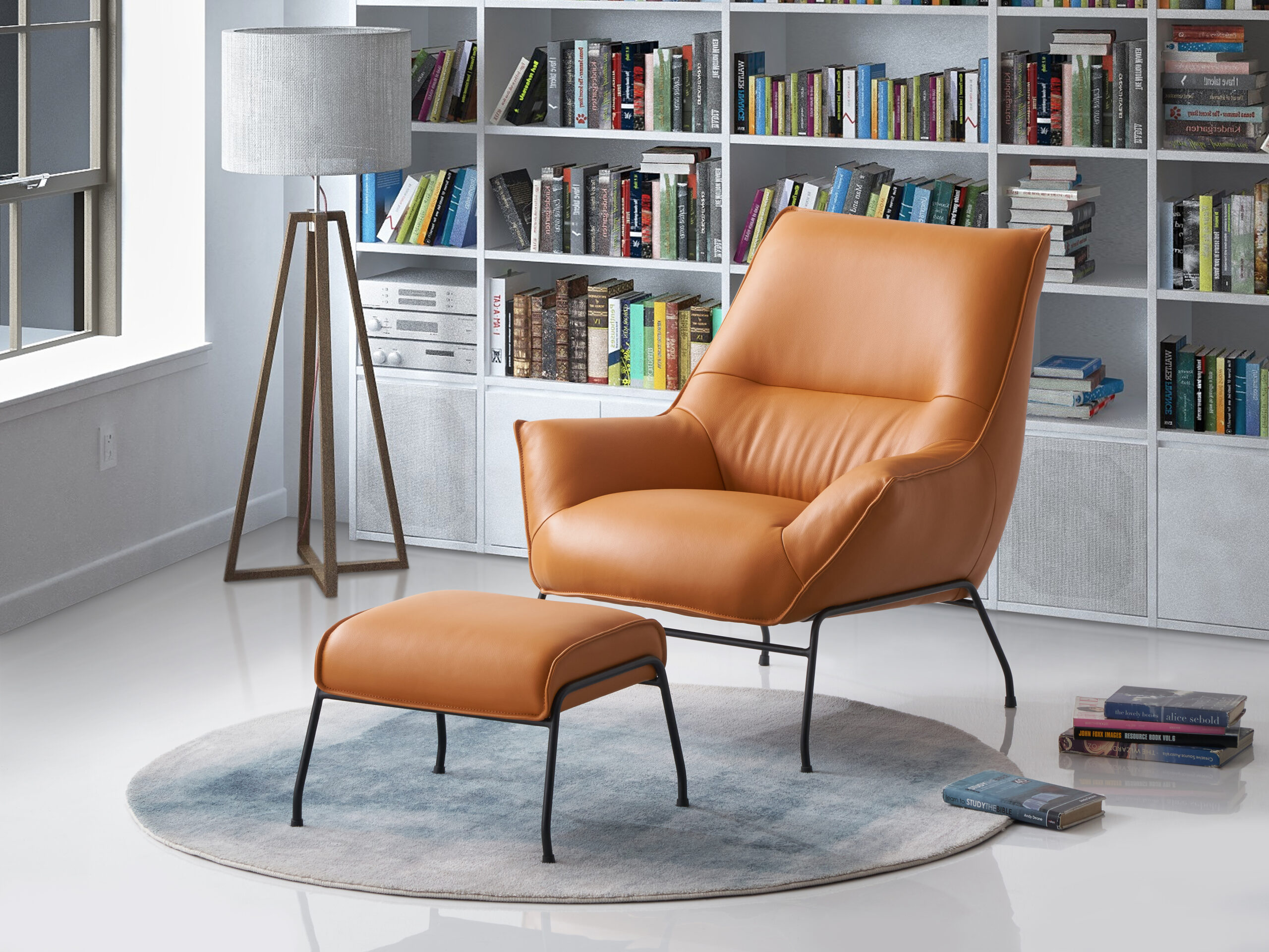 Leather Lounge Chair | Genuine Leather Ottoman Set - Image 3