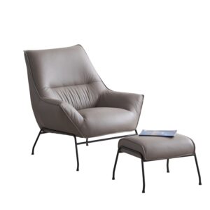 Leather Lounge Chair | Genuine Leather Ottoman Set