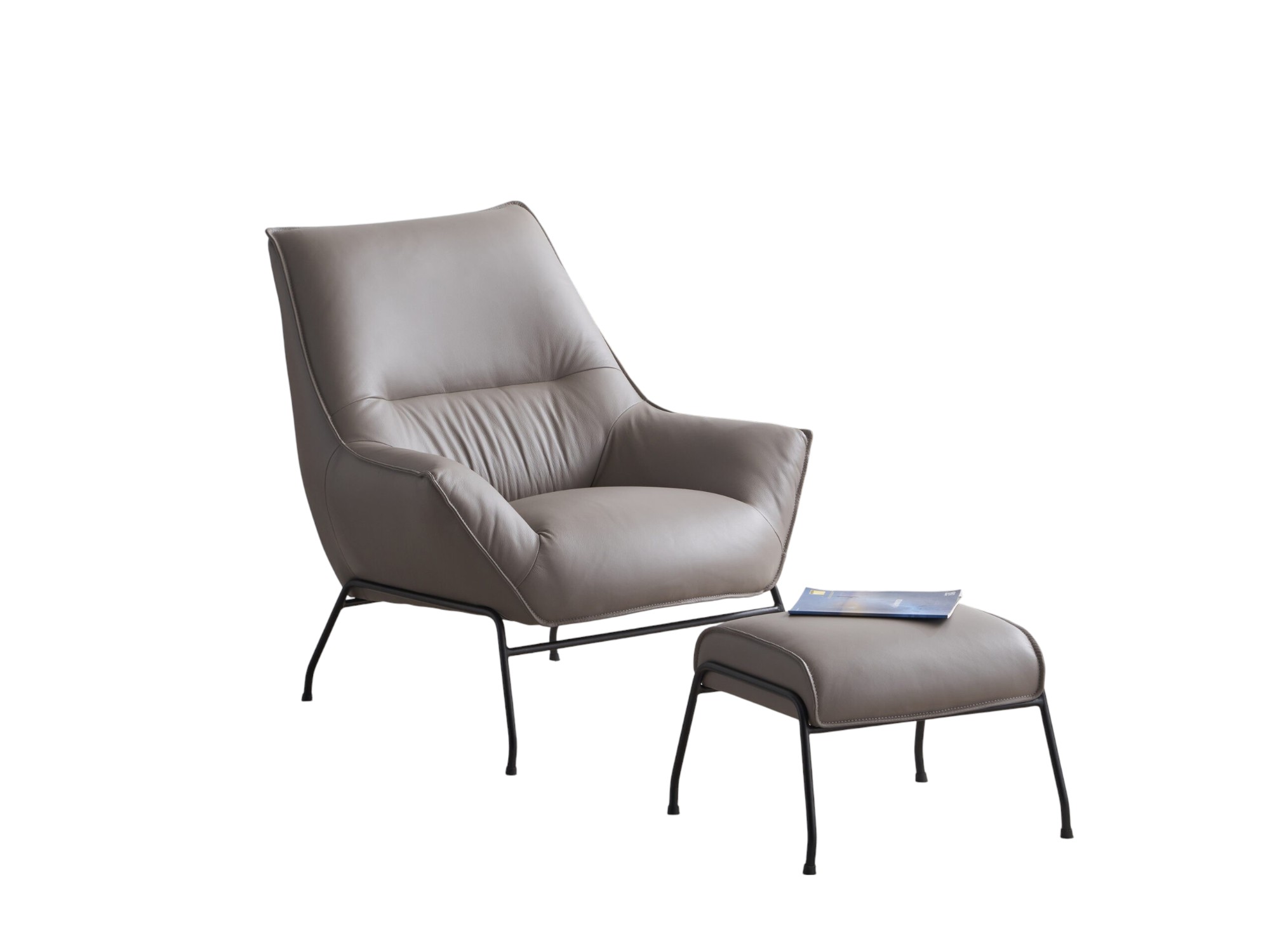 Leather Lounge Chair | Genuine Leather Ottoman Set